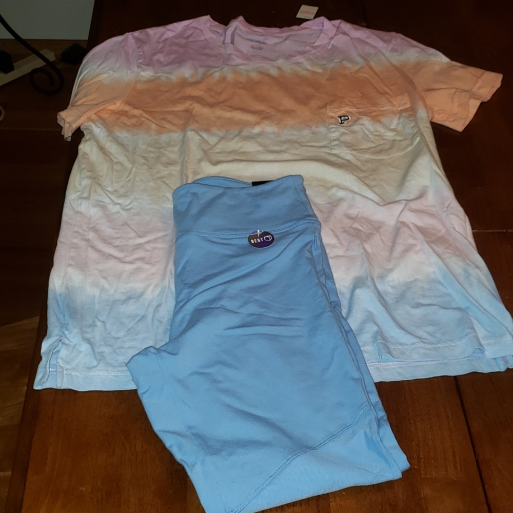 NWT Pink outfit with mesh leggings Sz Medium
